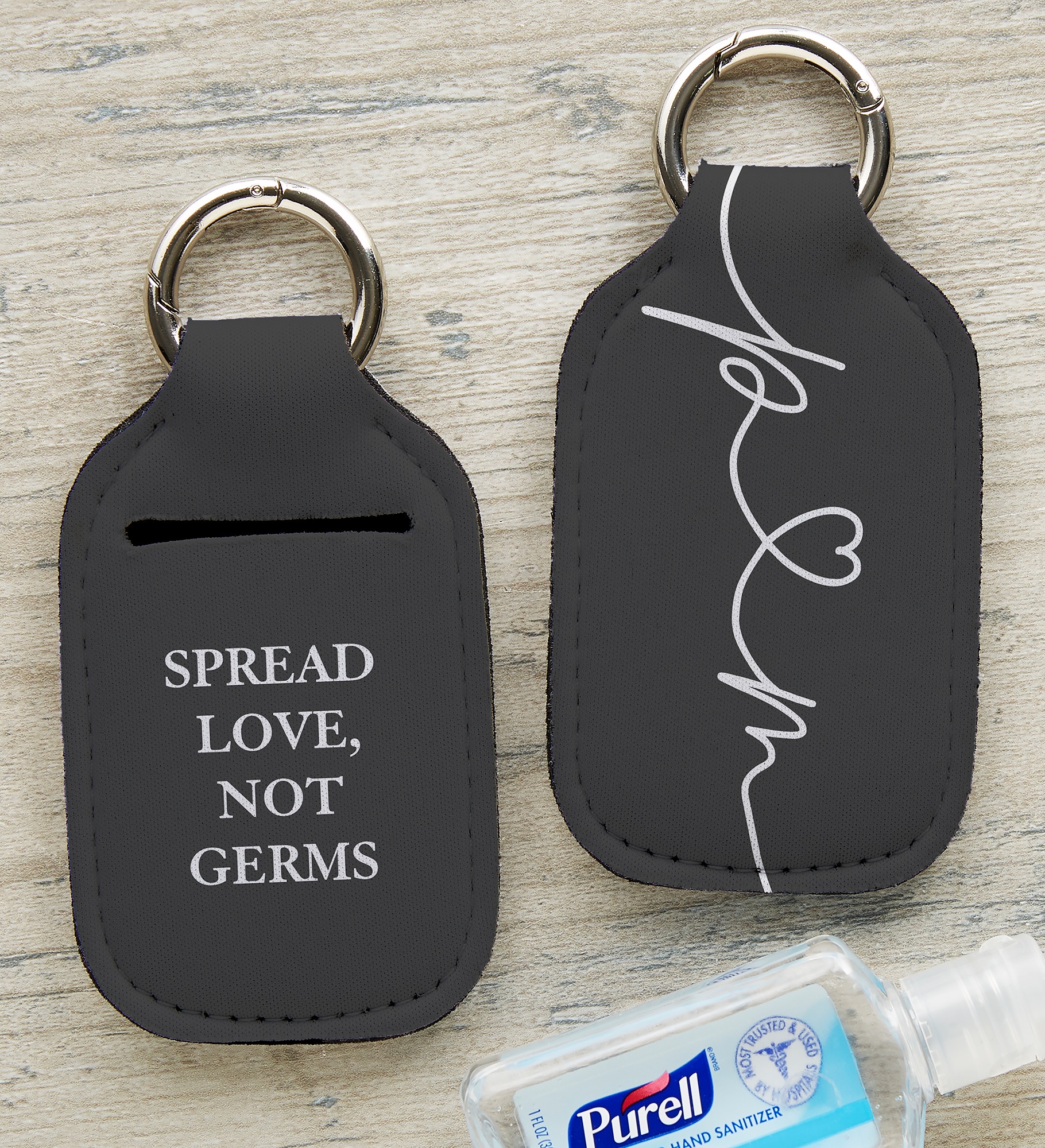 Drawn Together By Love Personalized Hand Sanitizer Holder Keychain